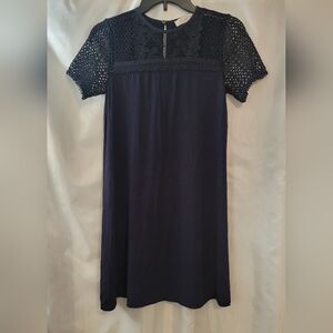 Loft guipure neck detail dress